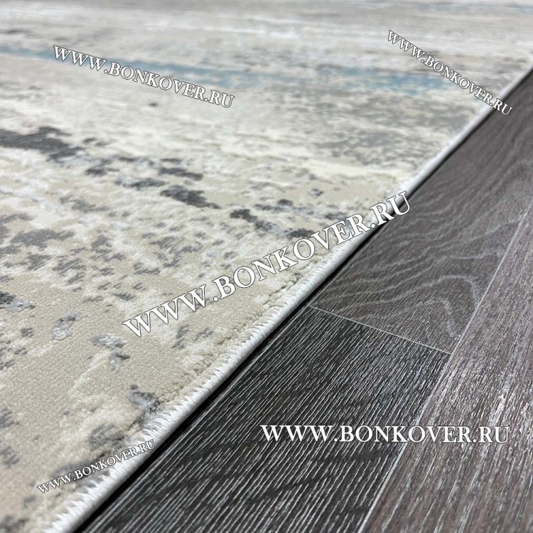 Ковер Турция Современный Дизайн 22 Серый с Голубым Овал