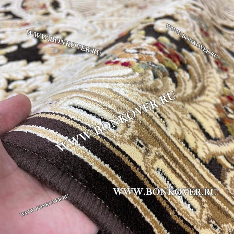 Ковер для Гостиной из Артшелка Дизайн 23 Gold Brown Овал